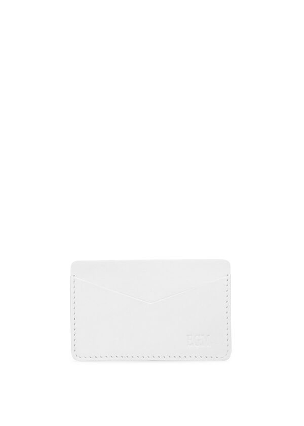Карманный картхолде из натуральной гладкой кожи белого цвета